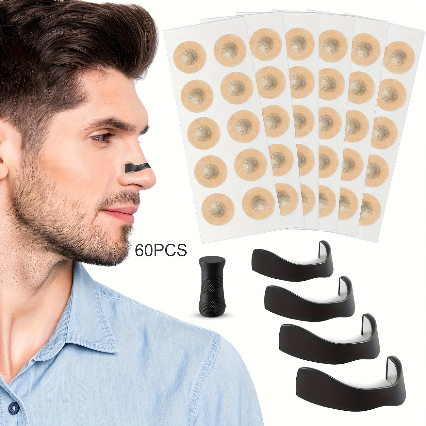 60 Magnetic Nasal Strips Designed to Prevent Snoring - Enhance Oxygen Supply