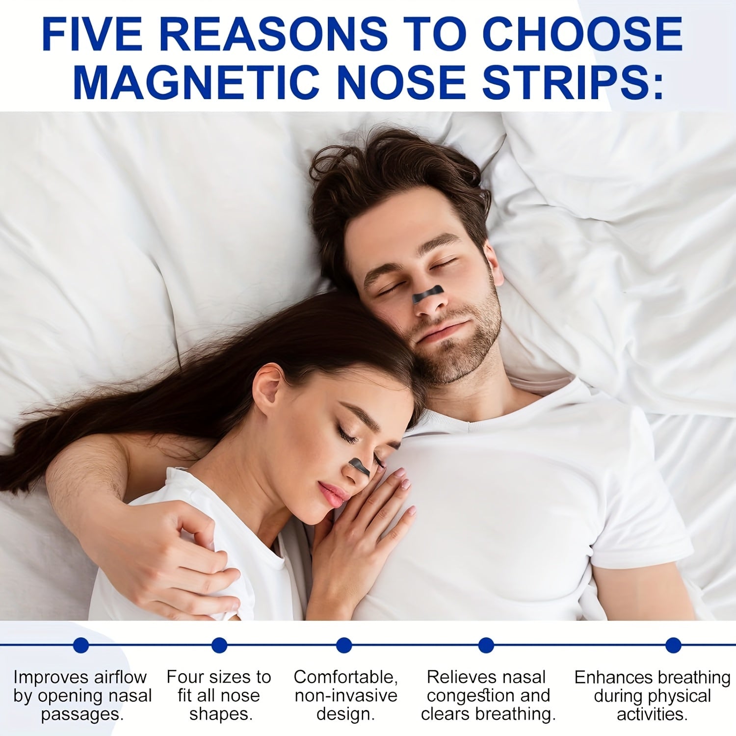 60 Magnetic Nasal Strips Designed to Prevent Snoring - Enhance Oxygen Supply